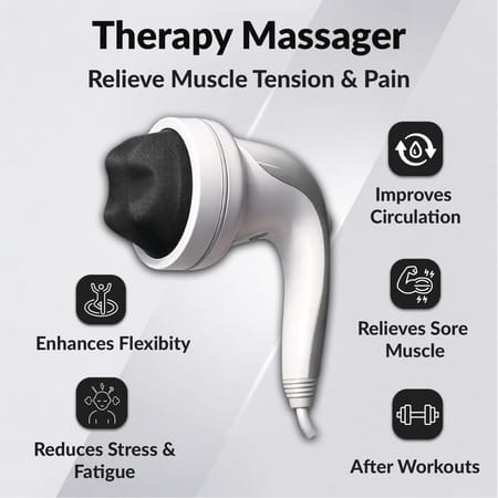 Waldon By Dr. Odin Oem101 Handheld Body Massager Adjustable Dial & 5 Interchangeable Heads (White)