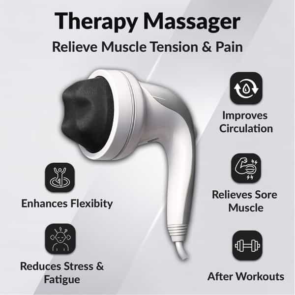 Waldon By Dr. Odin Oem101 Handheld Body Massager Adjustable Dial & 5 Interchangeable Heads (White)