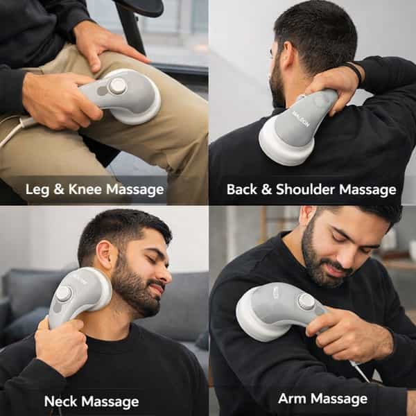 Waldon By Dr. Odin Oem101 Handheld Body Massager Adjustable Dial & 5 Interchangeable Heads (White)