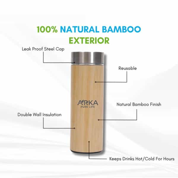 Arka Pure Life Bamboo Water Bottle With Tea Infuser (450Ml)