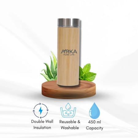 Arka Pure Life Bamboo Water Bottle With Tea Infuser (450Ml)