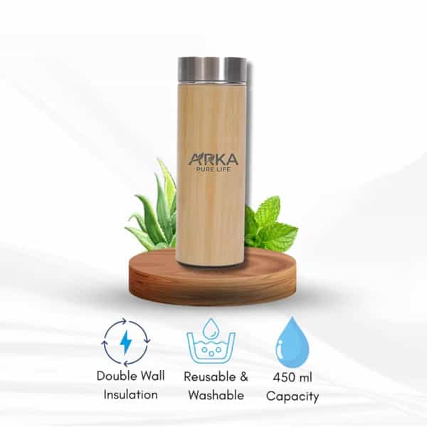 Arka Pure Life Bamboo Water Bottle With Tea Infuser (450Ml)