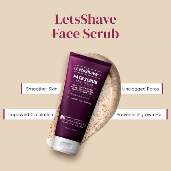 Letsshave Brightening Face Scrub - Coffee Grounds Kaolin Clay And Honey - 100 Ml