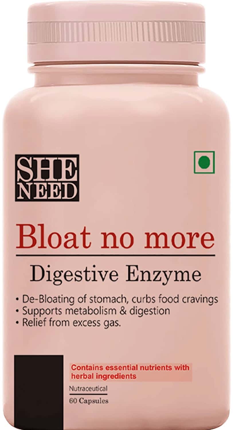 Sheneed Bloat No More Digestive Enzyme Supplement- Alleviates Bloating Of Stomach - 60 Capsules