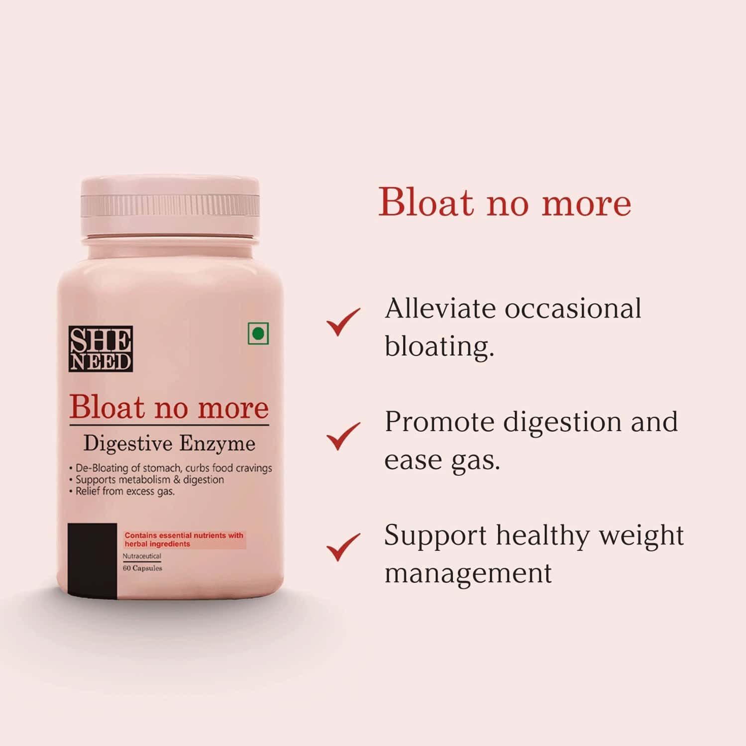 Buy SHENEED BLOAT NO MORE DIGESTIVE ENZYME SUPPLEMENT ALLEVIATES