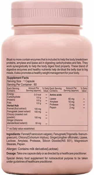 Sheneed Bloat No More Digestive Enzyme Supplement- Alleviates Bloating Of Stomach - 60 Capsules