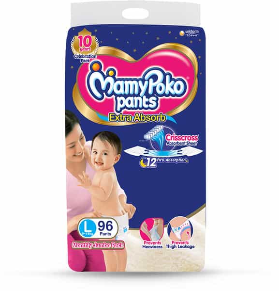 Mamypoko Pants Extra Absorb Diaper - Large Size Pack Of 96 Diapers