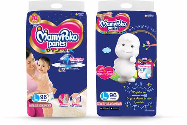 Mamypoko Pants Extra Absorb Diaper - Large Size Pack Of 96 Diapers