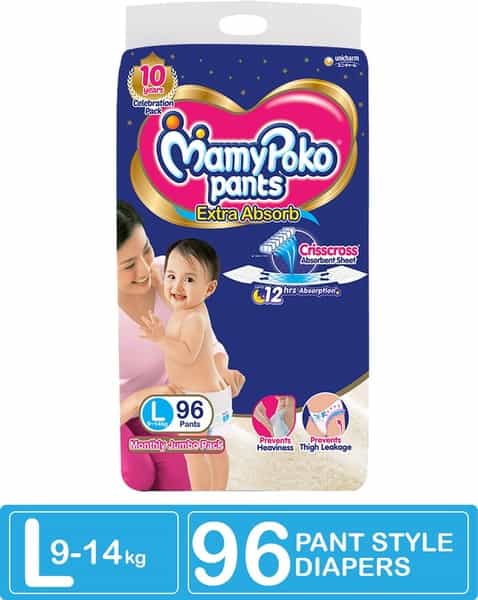 Mamypoko Pants Extra Absorb Diaper - Large Size Pack Of 96 Diapers