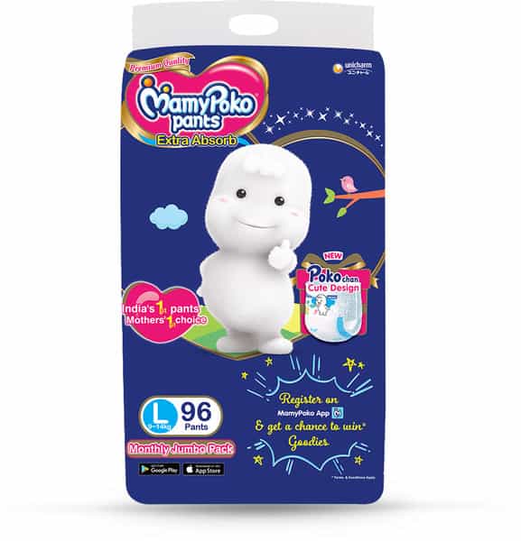 Mamypoko Pants Extra Absorb Diaper - Large Size Pack Of 96 Diapers