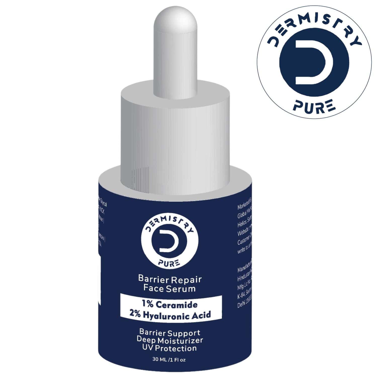 Dermistry 1% Ceramide 2% Hyaluronic Acid Sensitive & Dry Skin Moisturizer Barrier Repair Serum 30ml