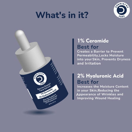 Dermistry 1% Ceramide 2% Hyaluronic Acid Sensitive & Dry Skin Moisturizer Barrier Repair Serum 30ml