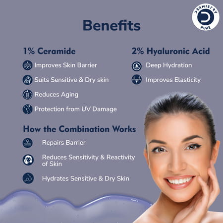 Dermistry 1% Ceramide 2% Hyaluronic Acid Sensitive & Dry Skin Moisturizer Barrier Repair Serum 30ml