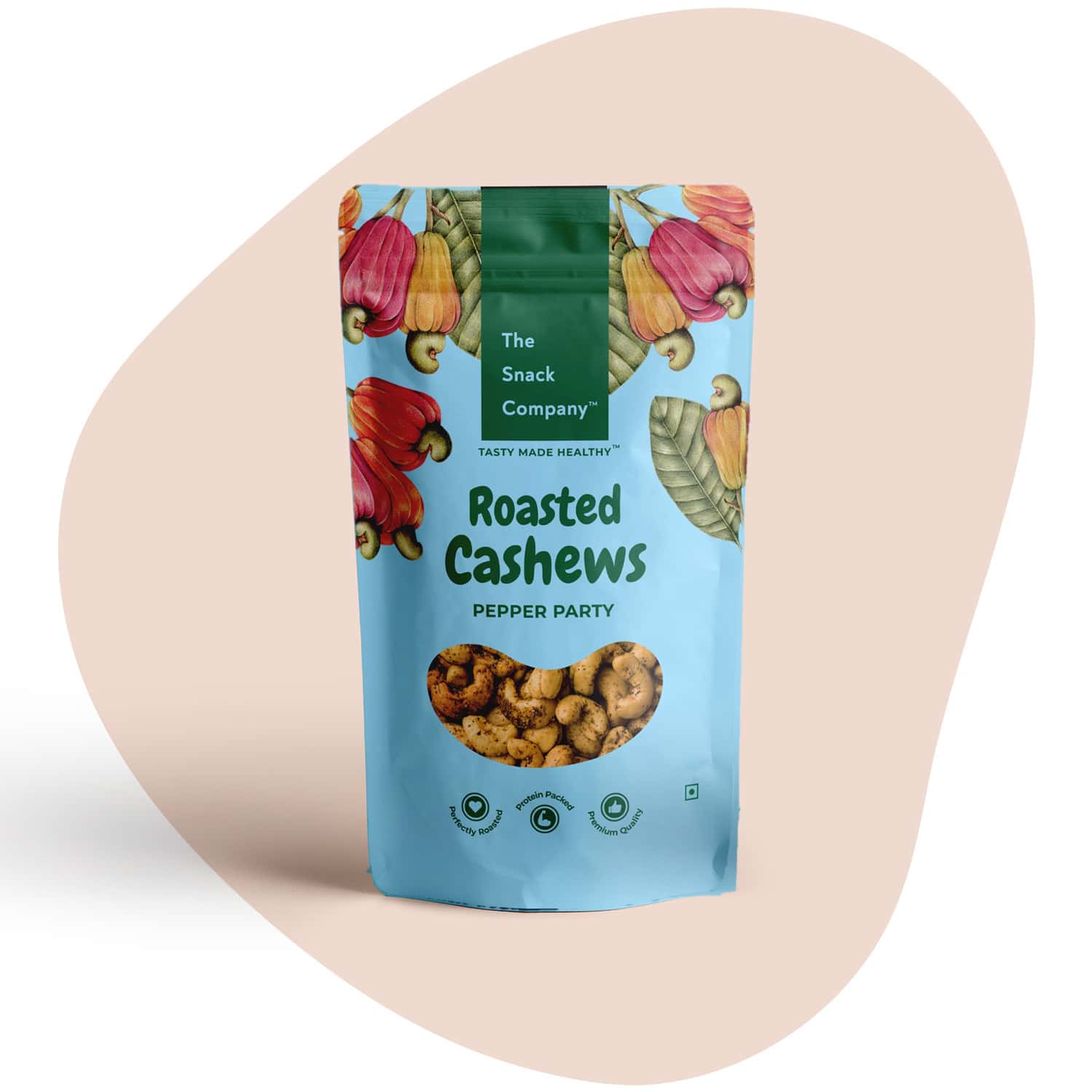 The Snack Company Roasted Cashews - Salt & Pepper 100g | Roasted Not Fried | No Added Preservatives