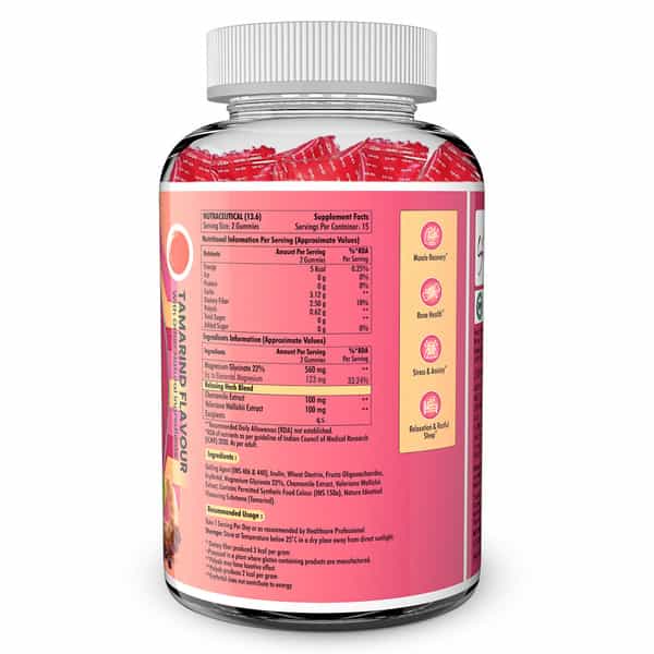 Naturyz Magnesium Glycinate Gummies With Plant Blend For Muscle, Bone Health - 30 Gummies (Tamarind)