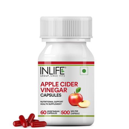 Inlife Apple Cider Vinegar Supplement For Weight Management Detox 500mg - 60 Vegetarian Capsules