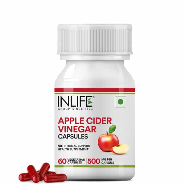 Inlife Apple Cider Vinegar Supplement For Weight Management Detox 500Mg - 60 Vegetarian Capsules