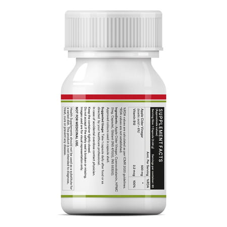 Inlife Apple Cider Vinegar Supplement For Weight Management Detox 500mg - 60 Vegetarian Capsules