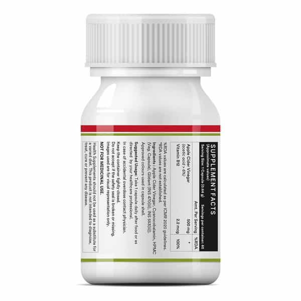 Inlife Apple Cider Vinegar Supplement For Weight Management Detox 500Mg - 60 Vegetarian Capsules