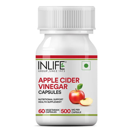 Inlife Apple Cider Vinegar Supplement For Weight Management Detox 500mg - 60 Vegetarian Capsules