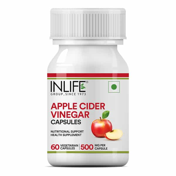Inlife Apple Cider Vinegar Supplement For Weight Management Detox 500Mg - 60 Vegetarian Capsules