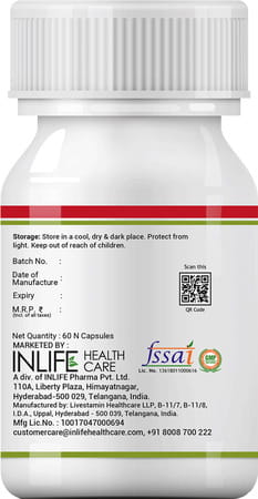 Inlife Apple Cider Vinegar Supplement For Weight Management Detox 500mg - 60 Vegetarian Capsules