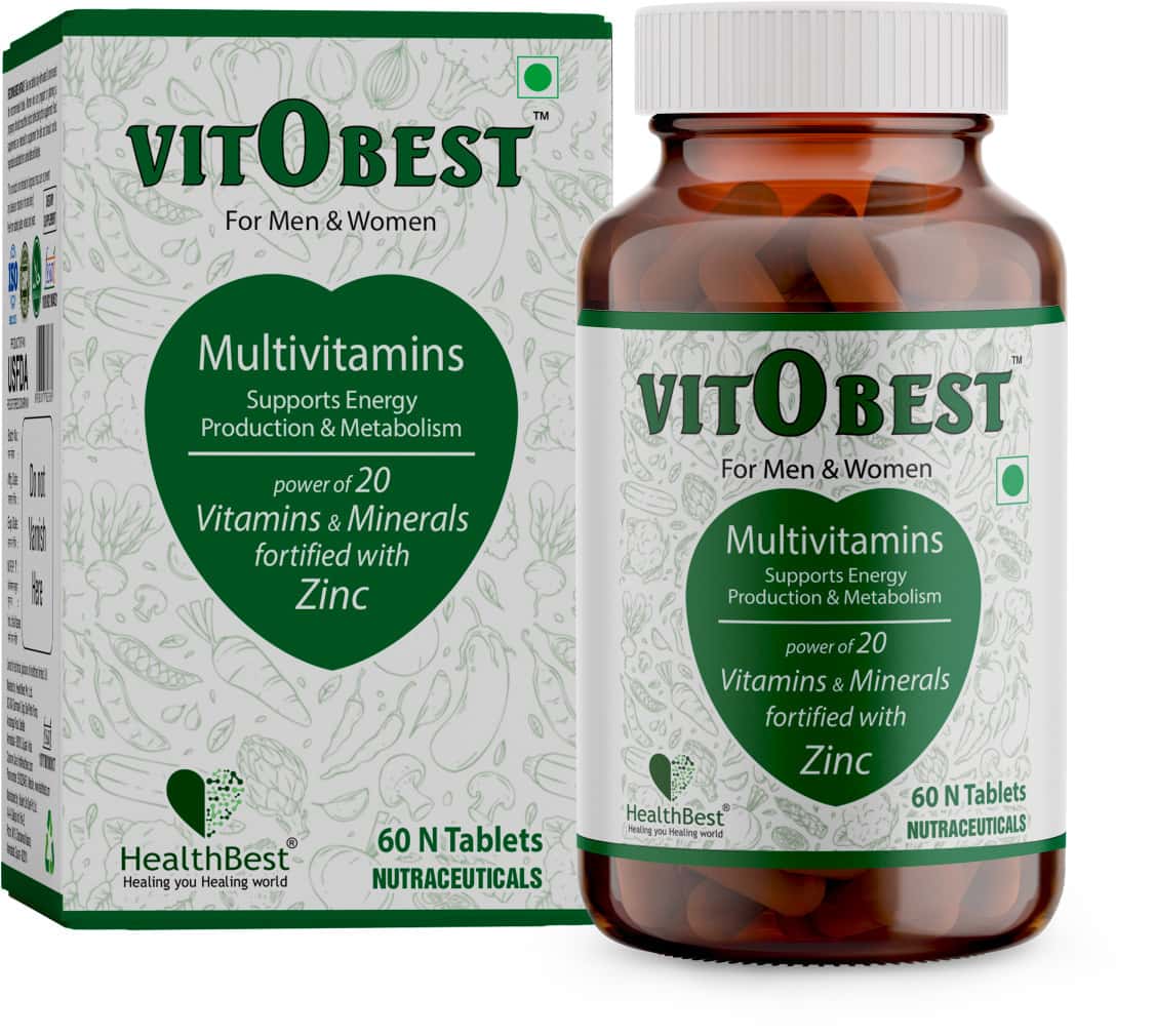 Healthbest Vitobest Multivitamin Tablets Folic Acid | Zinc | Niacinamide | Copper - 60 Tablets