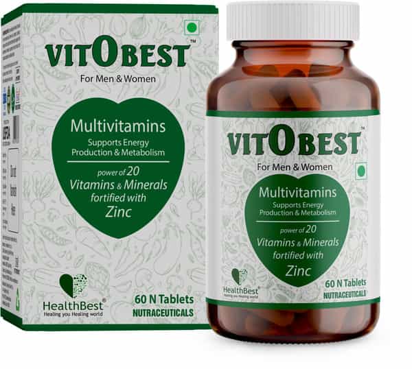 Healthbest Vitobest Multivitamin Tablets Folic Acid | Zinc | Niacinamide | Copper - 60 Tablets