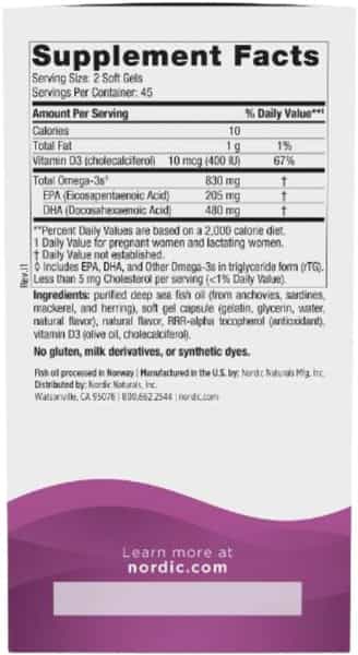 Nordic Naturals Prenatal Dha Supplement 830Mg Omega 3 Fish Oil+400 Iu Vitamind3 | Unflavoured 90N