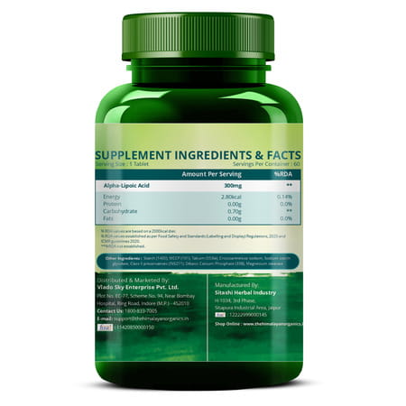 Vlado'S Himalayan Organics Alpha Lipoic Acid 300mg - 60 Veg Tablets