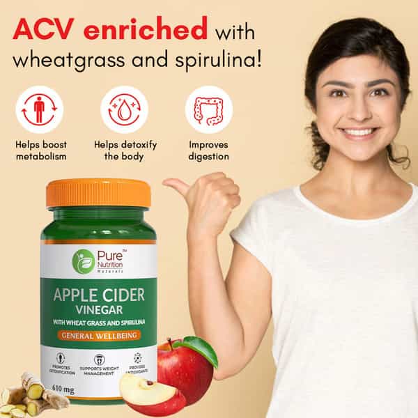Pure Nutrition Apple Cider Vinegar L Apple Cider Vinegar Capsules For Weight Management 60 Veg Caps