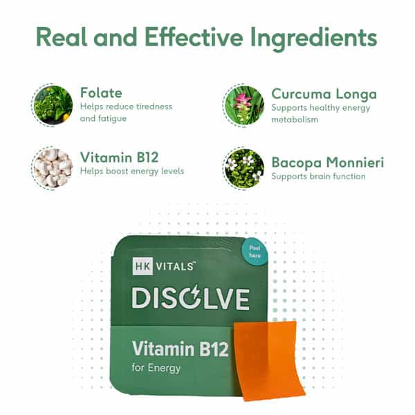 Hk Vitals Disolve Vitamin B12 | No Added Sugar | Orange | 30 Strips (30 No)