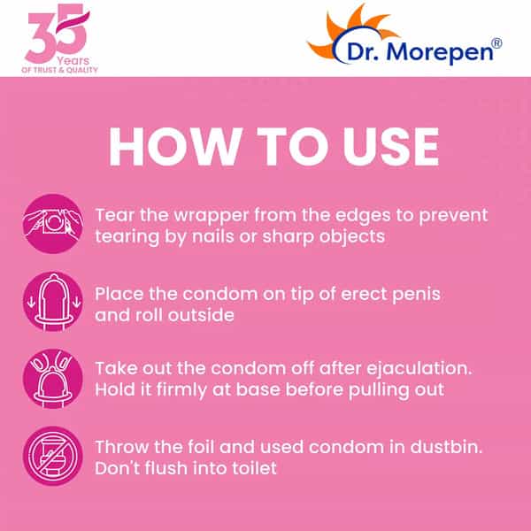 Dr. Morepen Exygra Extra Time Dotted | Bubblegum | Condom | 10 No's