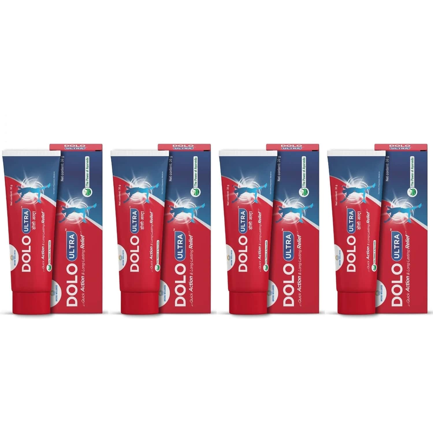 Dolo Ultra Gel |pain Relief Gel For Muscles And Joints 30gm Pack Of 4 | Fast Absorption