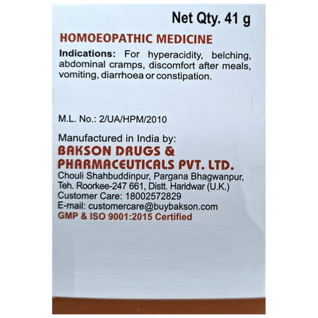 Baksons Homoeopathy Gastro Aid Tablet 40 No'S