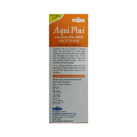 Hapdco Aqui Plus - Herbal Anti Pimples Cream + Facewash (25gm + 65ml)