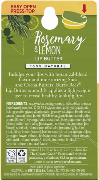 Burt's Bees Lip Butter | Rosemary & Lemon | 11G