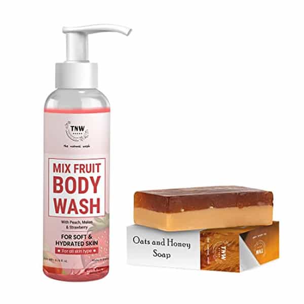 Tnw The Natural Wash Mix Fruit Body Wash And Oats & Honey Soap For Dry Skin | Combo