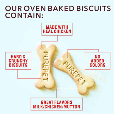 Purepet Dog Biscuit Treats Real Chicken Flavour For All Life Stages 800gm Pack