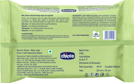 Chicco Baby Moments Soft Cleansing Baby Wipes Sticker Pack (20pcs) White