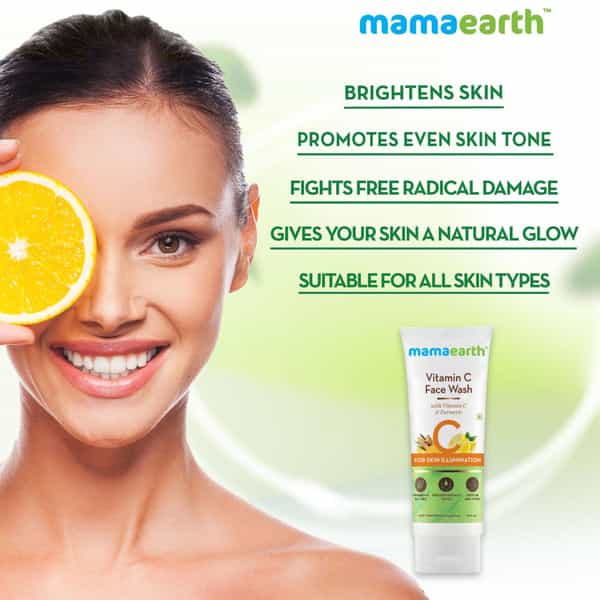 Mamaearth Vitamin C Face Wash With Vitamin C And Turmeric For Skin Illumination - 100 Ml