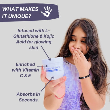 Healthbest Kidbest Body Yogurt For Kids|Spf-15|L-Glutathione Vitamin-C & E Kojic Acid (200g)