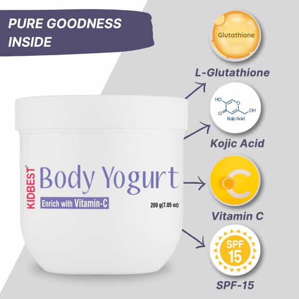 Healthbest Body Yogurt For Kids Spf-15 L-Glutathione Vitamin-C & E Kojic Acid - 200Gm
