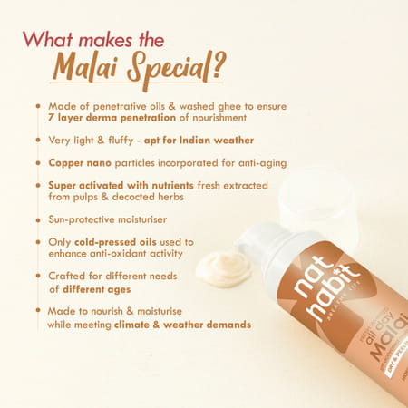 Nat Habit Honey Multi-Nut Face Moisturizer Malai | Day Cream For Dry Skin & Sensitive Skin - 30G