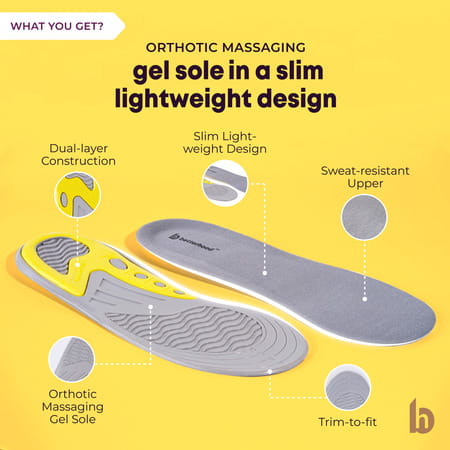 Betterhood Dual Gel Orthopedic Ergonomic All-Day Comfort Daily-Use Shoe Insoles (5-8 Uk)