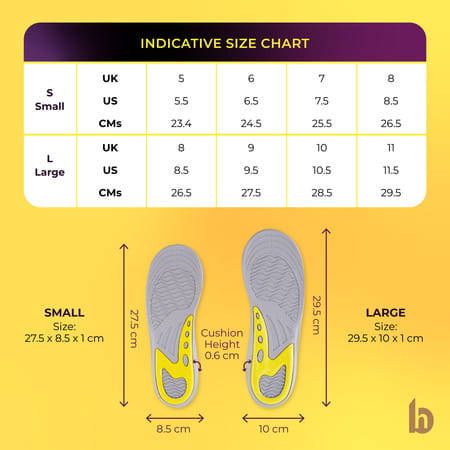 Betterhood Dual Gel Orthopedic Ergonomic All-Day Comfort Daily-Use Shoe Insoles (5-8 Uk)