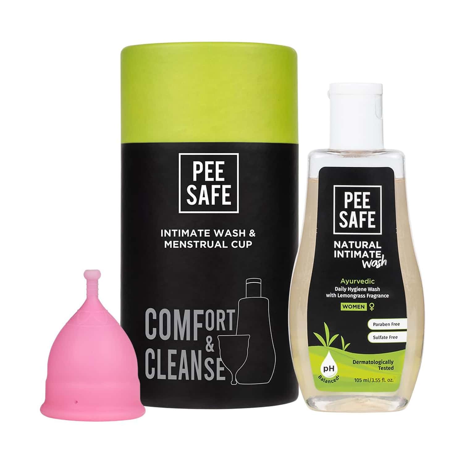 Peesafe Menstrual Hygiene Combo Reusable Menstrual Cups (Medium) & Feminine Intimate Wash 105ml