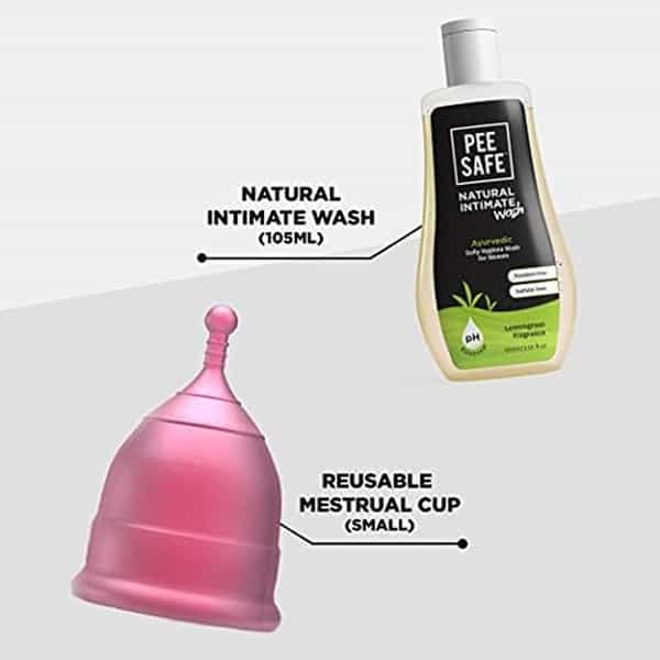 Peesafe Menstrual Hygiene Combo Reusable Menstrual Cups (Medium) & Feminine Intimate Wash 105Ml