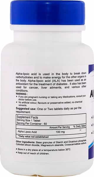 Healthvit Alpha Lipoic Acid 100 Mg - 60 Tablets