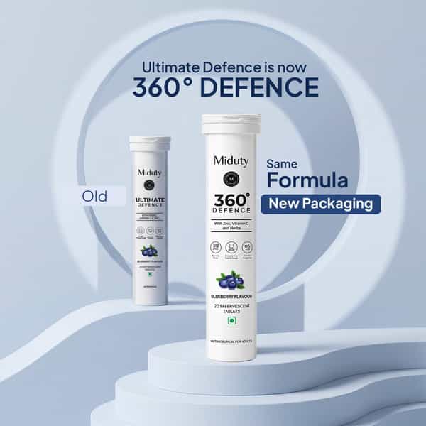 Miduty 360 Defence Amla | Vitamin C & Wheatgrass Immune Support 20 Tablets